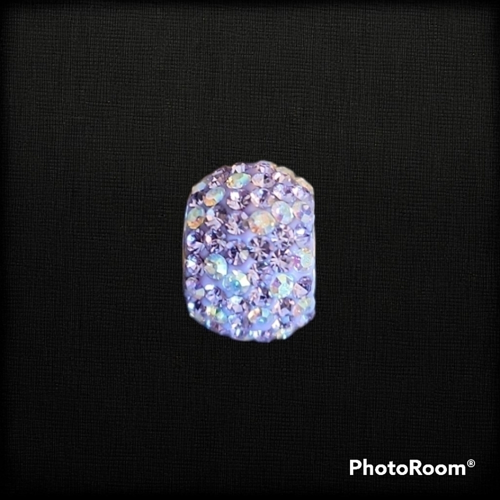 Jcm Stainless Steel Pink Paved Rhinestone Bead Slider Charm